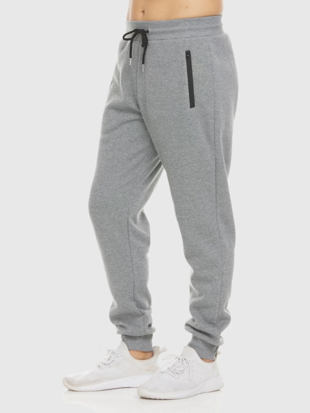 Pure Champ Men’s Heather Grey Fleece Joggers Zip Pockets Large 34x30 NWT